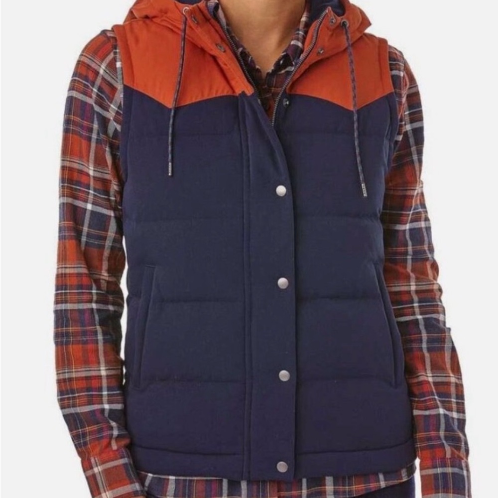 Patagonia Women’s Bivy Hooded Down Vest XL Navy Blue